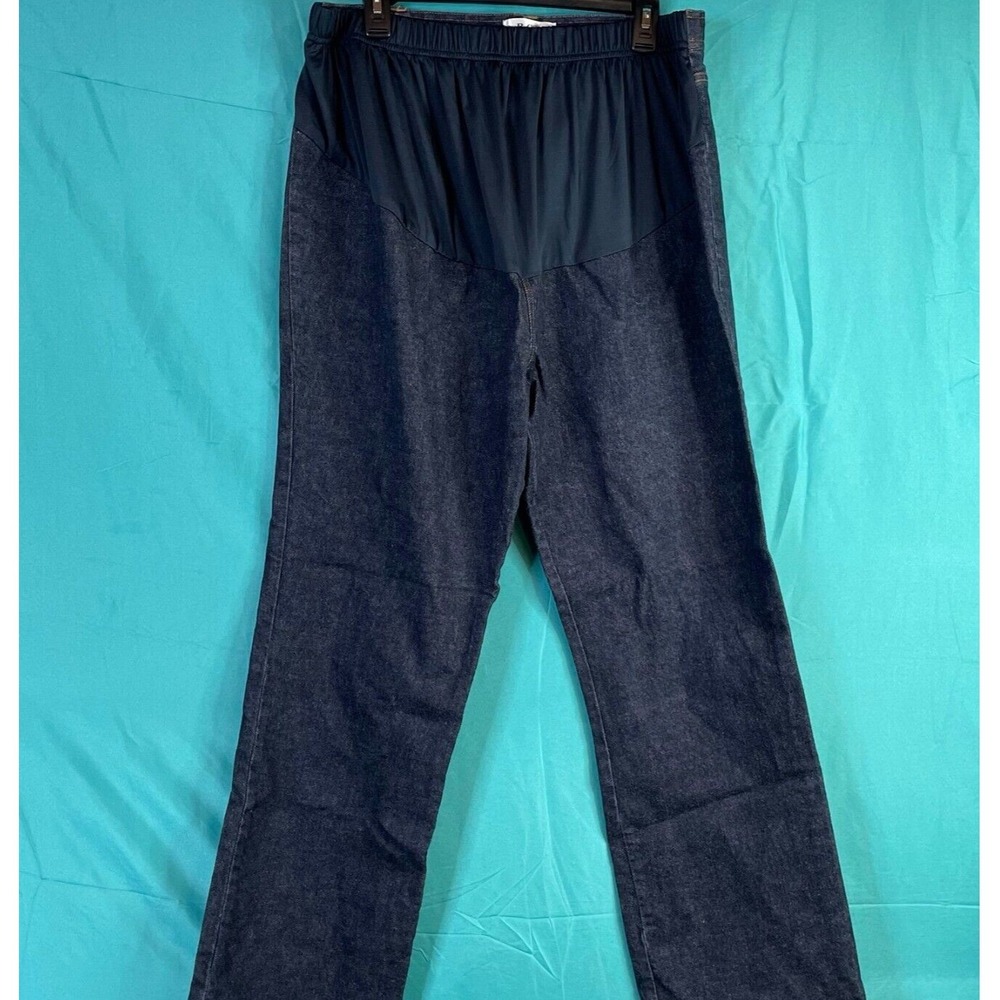 BCI Maternity Jeans XL Dark Straight Leg Over the Belly‎ Stretch Denim Indigo